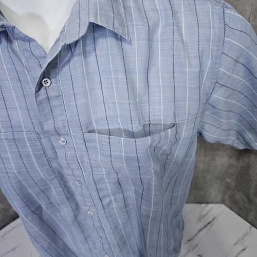 Vintage 90s New Moves Mens XL Lightweight Blue Plaid S/S Button Front Shirt - Picture 3 of 9