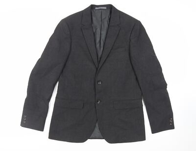 Marks and Spencer Herren Sakko Anzugjacke Grau Polyester Größe 38 Regular