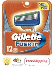 12 Gillette Fusion Razor Blades Manual Refill Cartridges Shaver Original 4 8 USA