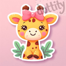 Set of (20) original digital art images of cute Giraffes style stickers
