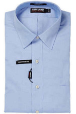KIRKLAND MEN'S TAILORED FIT SOLID SHIRT BLUE, 15 32/33 NWT