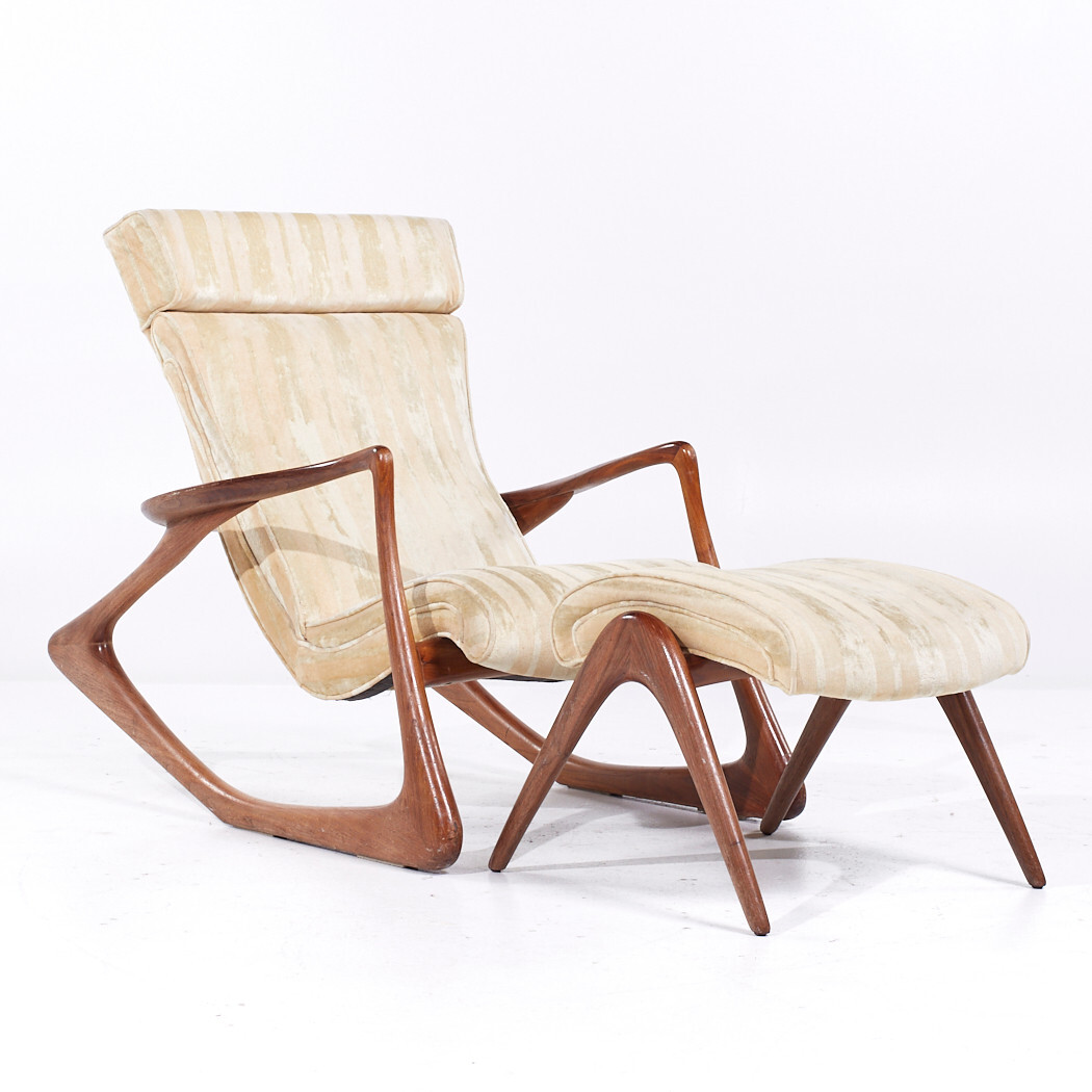 Vladimir Kagan Mid Century Two Position Contour Walnut Rocking