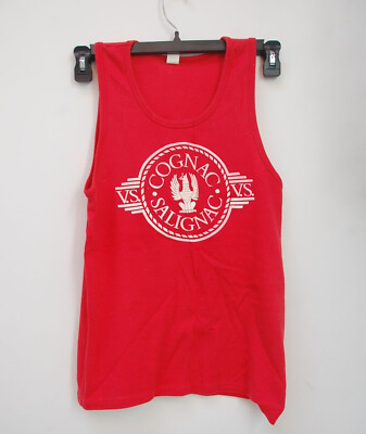 Bright Red Salignac Cognac Men's Tank Top Vintage XL