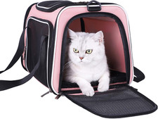 Soft Pet Carrier for Medium Cats and Small Dogs with Cozy Bed, 3 Doors, Top Entr