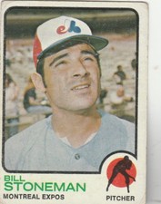 FREE SHIPPING-GOOD TO FAIR-1973 TOPPS BASEBALL BILL STONEMAN #254 EXPOS