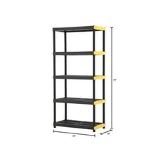 5-Tier Recycled Plastic Eco-friendly Black Garage Storage Shelving Unit NEW