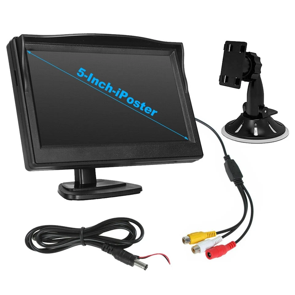 5" LCD Car Monitor Rear View Parking Screen 12-24v Dual Brackets For Car Camera - Image 2 of 4