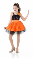 Child Medium PROM QUEEN Ballet Jazz Tap Dance Costume ORANGE