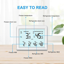 Refrigerator Thermometer with Freezer Alarm - Wireless Fridge Thermometer wi...