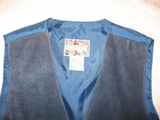 PROPERTY MEN'S NEW VEST JACKET WESTERN BIKER BLUE LEATHER SUEDE FRONT, Sz. L
