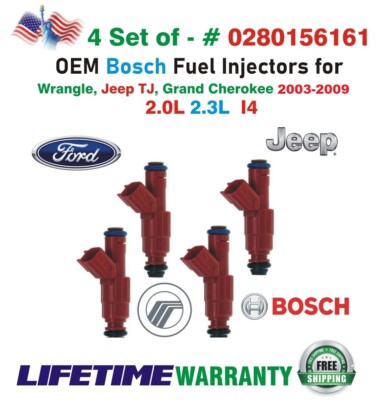 OEM Bosch x4 Fuel Injectors for 2003-2009 Ford Mercury Jeep 2.0 2.3 #0280156161