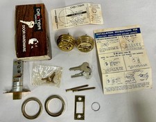 UNUSED Vtg Dexter 4009 Double Cylinder Deadbolt Polished Brass Door Lock A8