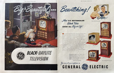 1950 General Electric Black Daylite television Model 16C116 Vintage Print Ad