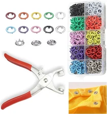 100 Sets Metal Snaps Buttons with Fastener Pliers Press Tool Kit Perfect for DIY