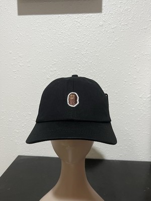 BAPE A Bathing Ape Ape Head Logo Black Cap Cotton Adjustable Strapback Hat NWT
