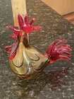 Vintage Hand Blown Art Glass Rooster Figurine  Red /Amber Swirl , Murano Style — photo 6
