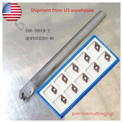 9.525mm Solid Carbide Boring Bar 3/8'' x 6.6'' E06-SDUCR2 +10pc DCMT 21.51 USA