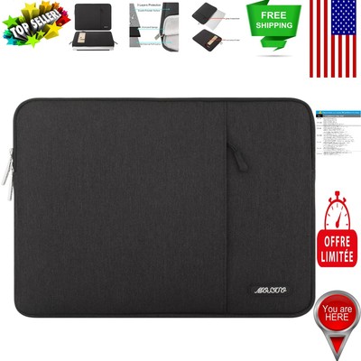 15-Inch Laptop Sleeve - Elegant Black Polyester Case for MacBook & Dell Devices