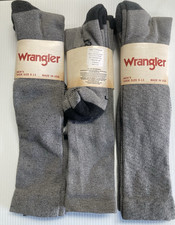 Wrangler Over the Calf Ultra-Dri Boot Sock, Large mens shoe 9-13 , Gray, 6 pairs