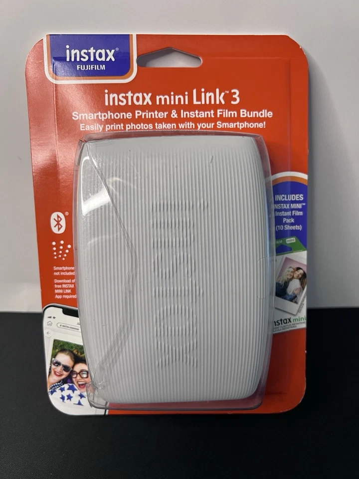 Instax Fujifilm Mini Link 3 Smartphone Drucker Bundle Farbe - Clay White - Neu!