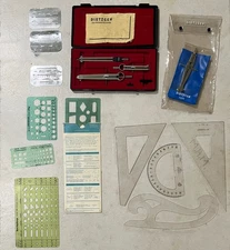 DIETZGEN 1288-3 DRAFTING SET KIT PLUS 11 TEMPLATES AND ADDITIONAL 707P COMPASS