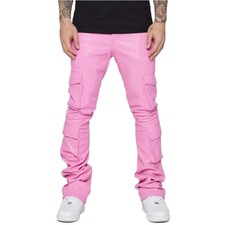 Valabasas Pink Stacked Banjo Rose Faux Leather Flare Jeans Size 32