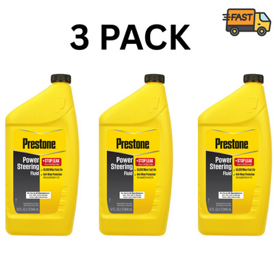 3 Pack Prestone 32 oz Power Steering Fluid Plus Stop Leak Sealed Item