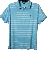 Polo Ralph Lauren Men's Polo Shirt Size L Blue Custom Slim Fit Logo Short Sleeve
