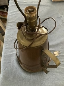 Vintage Art Deco Mid Century Modern Copper Tea Kettle Lamp Table Lamp