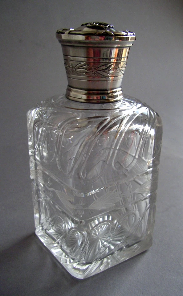 Frankreich Auguste Leroy + Baccarat Paris Jugendstil Flakon Silber Parfume flask - Bild 3 von 4
