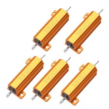 50W 10 Ohm Chassis Mount, Aluminium Housing Wirewound Power Resistor Gold 5Pc
