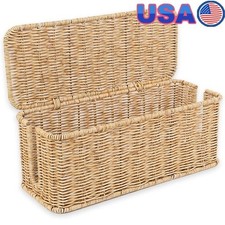 Handwoven Rattan Cable Organizer Box Multi Functional Storage For Cords New