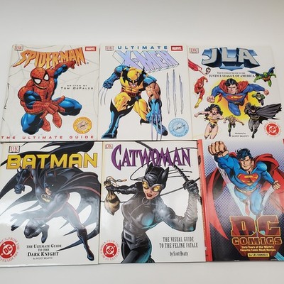 Lot of 6 DK Marvel & DC Visual Guides Spider-Man X-Men JLA Batman Catwoman