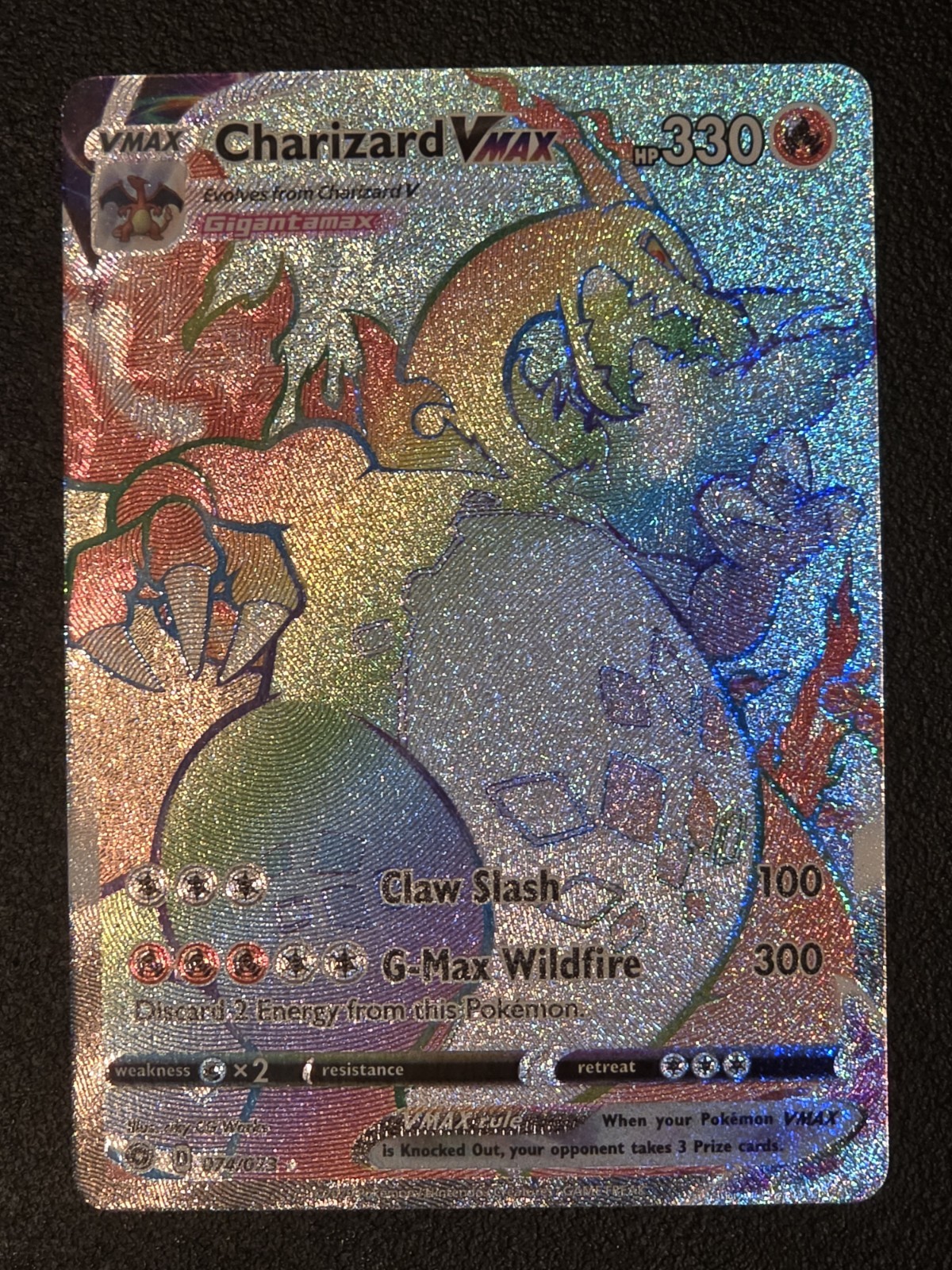 Pokémon TCG Champions Path Rainbow Charizard VMAX Secret Rare Card 74/73 NM