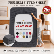 Full Fitted Bed Sheet Extra Deep 25 cm Single Double Super King Size Sheets UK