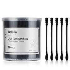 Natural Black Cotton Swabs 200 Count Double T...