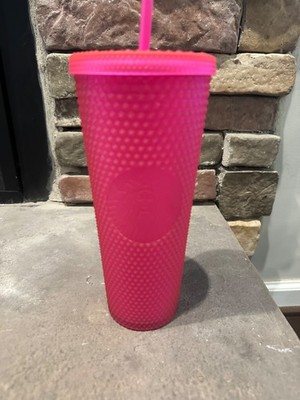 LIMITED EDITION Starbucks Matte Hot Pink Tumbler - Diamond Studded 24oz