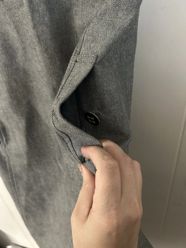 ESPRIT 90s/2000s Wool Tweed Pencil Midi Shift Dress Size 4 Career Grey Pockets - Image 4 of 4