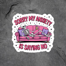 Anxiety Humor Sticker Vinyl Decal Funny Introvert Sorry My Anxiety Saying No