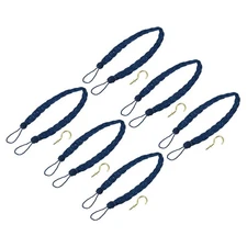 6Pcs 23" Curtain Tiebacks Braid Drapery Holdback Holder with Hooks Navy Blue