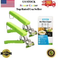 2 Pack Hot Plate Gripper Clips Holder Tongs for Moving Hot Plate Bowls Pizza Pan