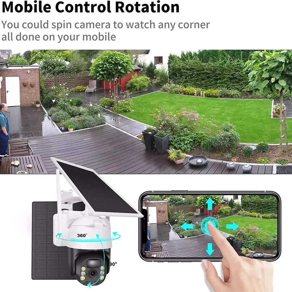 WiFi6 Solar Battery Powered Wireless Security Camera Sys Outdoor 3MP PTZ 4 PACK - Image 4 of 4