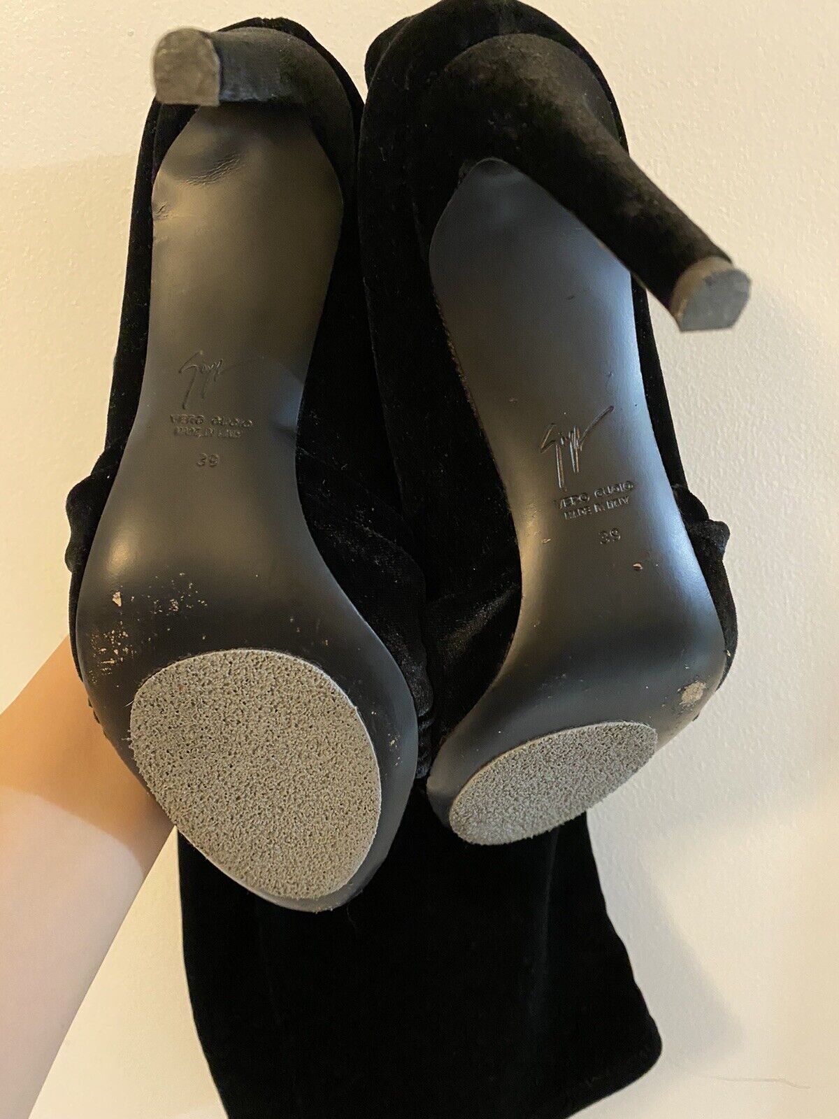 Giuseppe Zanotti Black Velvet Knee High Boots EU … - image 9