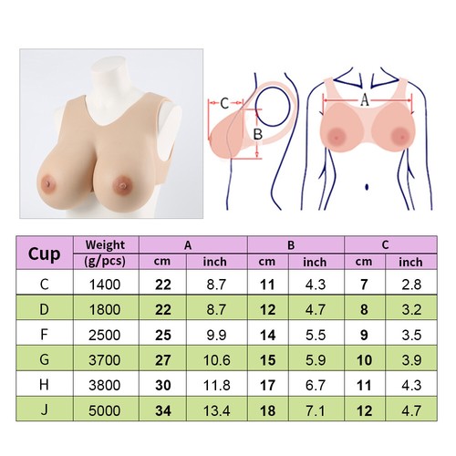 C Cup Silicone Fake Boobs Crossdressing Breast Forms Transgender DQ Breast Plate - Picture 6 of 11