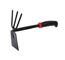 Yima Gardening Hand Tool Metal Head Hoe with 3 Teeth Rake Carbon Steel Blade ...