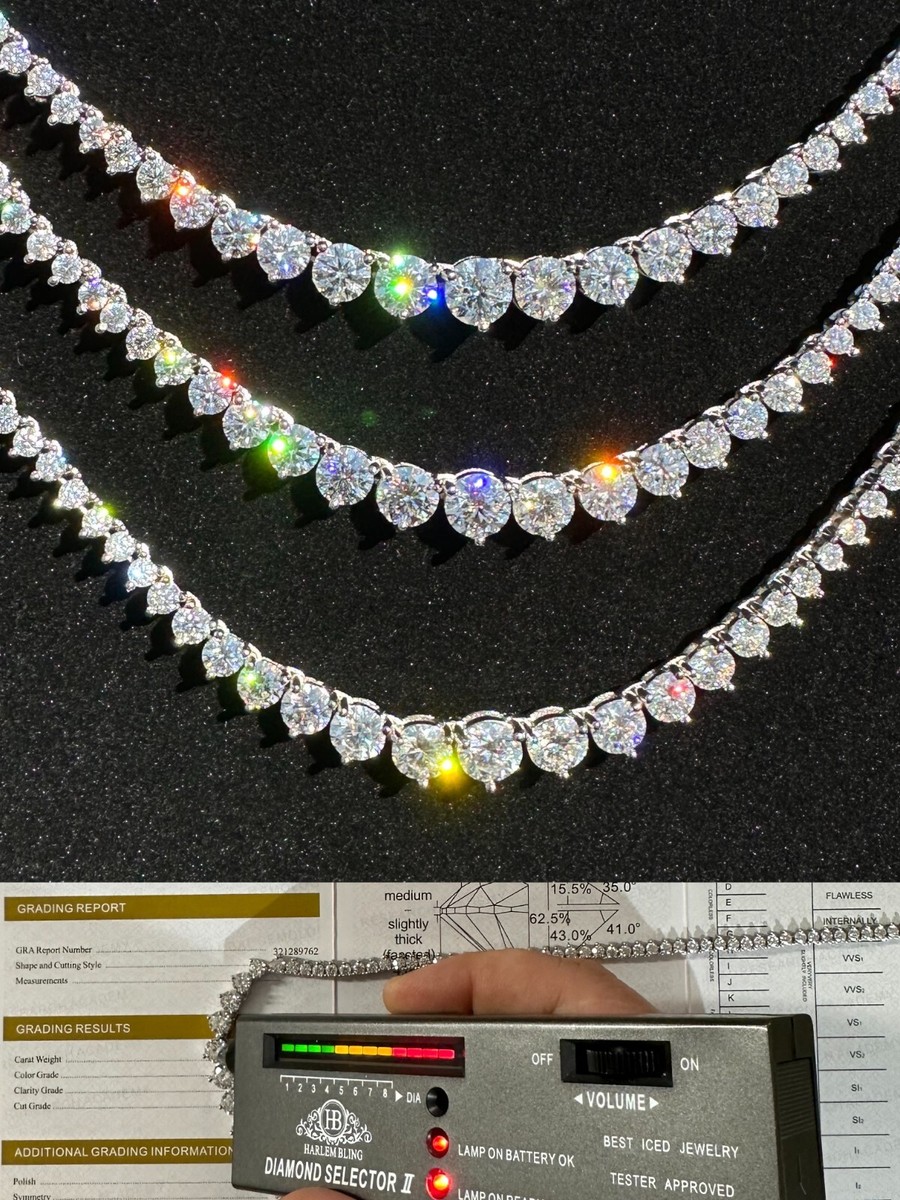 Real Iced MOISSANITE Riviera 3-7mm Graduated Tennis Chain Necklace