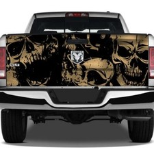 Black Gold Metal Grunge Skulls Vinyl Decal Graphic Pickup Wrap Tailgate Truck