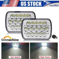 Pair 7x6 5x7inch LED Headlight Hi-Lo Beam Halo DRL For Jeep Wrangler YJ Cherokee