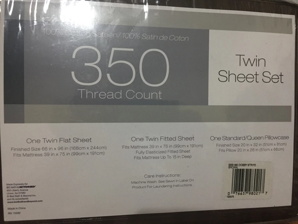 JUEGO DE SÁBANAS DOBLES🔹350 Hilo Ct🔹100% Algodón Satén🔹Dobby Rayas Marrón🔹NUEVO EN CAJA Foto 2 de 2