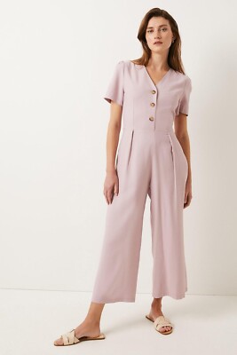Oasis Laura Whitmore Button Through Linen Look Tailored Jumpsuit 16  UK